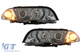 Fari Angel Eyes per BMW Serie 3 E46 Berlina Touring 05.1998-08.2001 Cromati-image-6111618