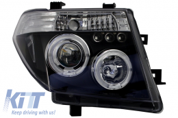 Fari Angel Eyes per NISSAN Navara D40 04-09 Pathfinder R51 05-08 Nero LHD-image-6027092