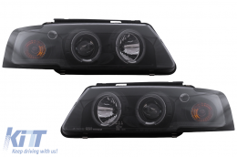 Fari Angel Eyes per VW Passat B5 3B 11.1996-08.2000 Alogeni Neri Headlights-image-6111976
