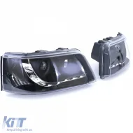 Fari anteriori con luce diurna a LED di colore nero, adatti per VW Transporter Bus T5 03-09-image-6257163