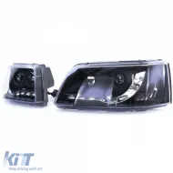 Fari anteriori con luce diurna a LED di colore nero, adatti per VW Transporter Bus T5 03-09-image-6257164
