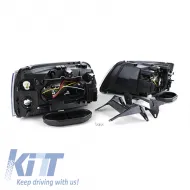 Fari anteriori H7 H1 in vetro chiaro neri con motore LWR coppia adatta per VW Bus T5 03-09-image-6196656