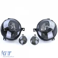 Fari anteriori in vetro nero trasparente + indicatori adatti per VW Lupo 98-05-image-6194303