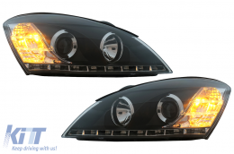 Fari anteriori LED DRL per KIA Ceed 09.2006-08.2009 Daylight Nero LHD-image-6111224