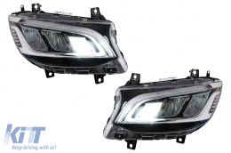 Fari anteriori LED per Mercedes Sprinter W907 Alogeni 2019-2023 Neri Headlights-image-6211483