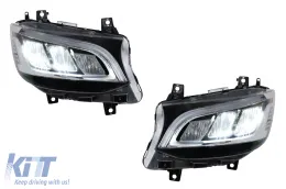 Fari anteriori LED per Mercedes Sprinter W907 Alogeni 2019-2023 Neri Headlights-image-6211494