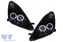 Fari Fanali LED DRL per Toyota Celica T230 1999-2005 Luci Angel Eyes Neri-image-6073966