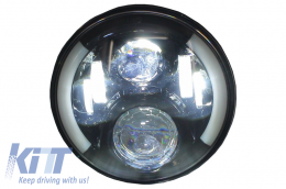 Fari LED CREE da 7 pollici per Jeep Wrangler JK Defender Half Halo Nero-image-6022607
