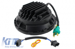 Fari LED CREE da 7 pollici per Jeep Wrangler JK Defender Half Halo Nero-image-6022639