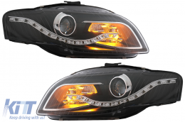 Fari LED DRL Luci marcia diurna per Audi A4 B7 11.04-03.08 Lampada Luce Nero-image-6082304