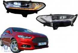 Fari LED DRL Xeno Look per FORD Mondeo MK5 2013-2016 Luci Dinamiche Svolta Cromo-image-6107611