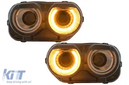 image-59-Fari LED per Dodge Challenger 2015-2023 Nero per Alogeno Doppio Proiettore Headlights Luci RGB