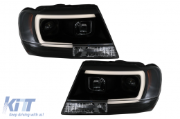 Fari LED per Jeep Grand Cherokee 99-04 Luce Tube Light Neri-image-6068546