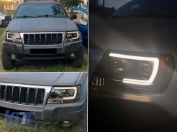 Fari LED per Jeep Grand Cherokee 99-04 Luce Tube Light Neri-image-6068740