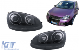 Fari Xenon Look per VW Golf 5 V Mk5 03-07 Jetta 05-10 GTI R32 Nero Edition-image-6127081