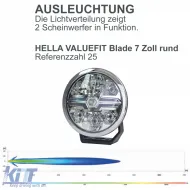 Faro auxiliar de haz alto LED HELLAVALUEFIT Chrome Blade de 7