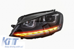 Faros 3D LED DRL para VW Golf 7 VII 12-17 ROJO GTI Look Torneado Dinámico RHD-image-6022871