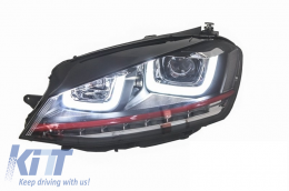 Faros 3D LED DRL para VW Golf 7 VII 12-17 ROJO GTI Look Torneado Dinámico RHD-image-6022873