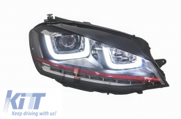 Faros 3D LED DRL para VW Golf 7 VII 12-17 ROJO GTI Look Torneado Dinámico RHD-image-6022874