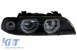 Faros Angel Eyes para BMW 5 E39 Sedan Touring 96-03 Negro Gris solo halógenos-image-5995269