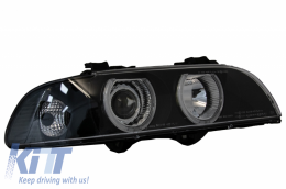 Faros Angel Eyes para BMW 5 E39 Sedan Touring 96-03 Negro Gris solo halógenos-image-5995270
