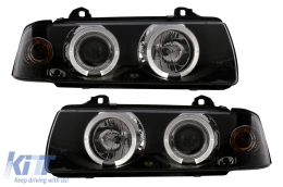 Faros Angel Eyes para BMW Serie 3 E36 Coupé Cabrio 1991-08.1999 Negro-image-6104555