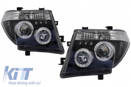 image-42-Faros Angel Eyes para NISSAN Navara D40 04-09 Pathfinder R51 05-08 LHD negro