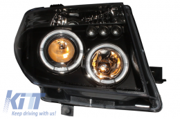Faros Angel Eyes para NISSAN Navara D40 04-09 Pathfinder R51 05-08 LHD negro-image-6027096