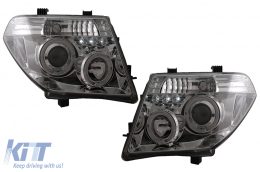 Faros Angel Eyes para Nissan Navara D40 04-09 Pathfinder R51 05-08 cromado-image-6084157