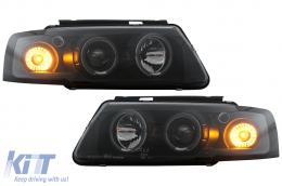 Faros Angel Eyes para VW Passat B5 3B 11.1996-08.2000 Luces Halógenas Negro-image-6111986