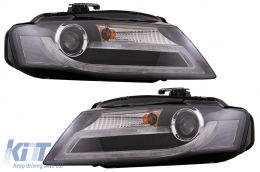 Faros de xenón para AUDI A4 B8 8K 08-11 Diseño de barra de luces de circulación diurna LED LHD-image-6074788