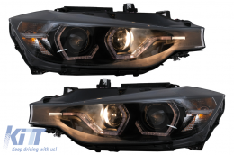 Faros delanteros LED DRL Angel Eyes para BMW 3 F30 F31 LCI Sedan Touring 15-19 Negro-image-6100373