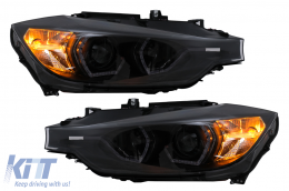 Faros delanteros LED DRL Angel Eyes para BMW 3 F30 F31 LCI Sedan Touring 15-19 Negro-image-6100376