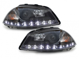 image-2-Faros Delanteros LED para Seat Ibiza 6L 04.2002-2008 Luz DRL Negro