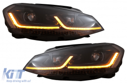Faros Delanteros LED para VW Golf 7 12-2017 Negro Facelift G7.5 Diseño Dinámico-image-6105941
