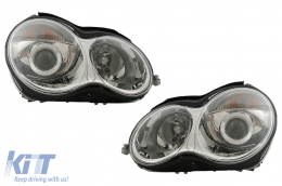 Faros delanteros para Mercedes Clase C W203 07.2000-03.2004 Halógenos Cromo H7-image-6107749