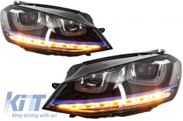 Faros LED 3D DRL para VW Golf 7 VII 12-17 GTE Look Giro LED FLOWING Dinámico--image-6004279