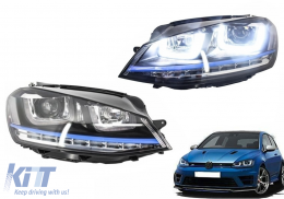 Faros LED 3D DRL para VW Golf 7 VII 12-17 GTE Look Giro LED FLOWING Dinámico--image-6081907