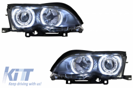 Faros LED Angel Eyes para BMW 3 Series E46 09.2001 - 03.2005 Xenon Look Negro-image-6033918