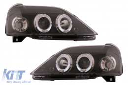 Faros LED Angel Eyes para Dacia Logan 2004-2008 Negro Headlights-image-6107119