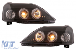 Faros LED Angel Eyes para Dacia Logan 2004-2008 Negro Headlights-image-6107428