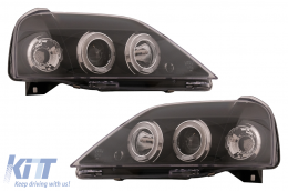 Faros LED Angel Eyes para Dacia Logan 2004-2008 Negro Headlights-image-6107431