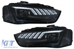 Faros LED DRL Xenon para AUDI A4 B8.5 Facelift 12-15 Señal dinámica Negro-image-6099976