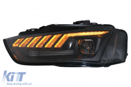 Faros LED DRL Xenon para AUDI A4 B8.5 Facelift 12-15 Señal dinámica Negro-image-6099981