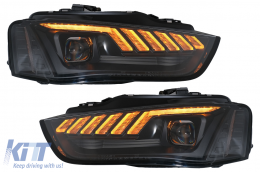Faros LED DRL Xenon para AUDI A4 B8.5 Facelift 12-15 Señal dinámica Negro-image-6099982
