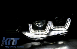 Faros LED para BMW Serie 3 F30 F31 10.2011- 06.2015 Doble U 3D Xenon Look Negro-image-65848