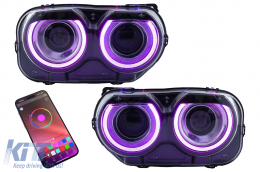 Faros LED para Dodge Challenger 2015-2023 Negro para Halógen Headlights Luces RGB-image-6111080
