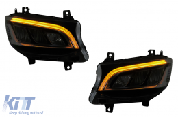 Faros LED para Mercedes Sprinter W907 halógenos 2019-2023 Negro Headlights-image-6211491