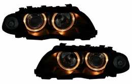 Faros para BMW 3 E46 Limousine Touring 05.1998-08.2001 Angel Eyes Negro-image-6038512