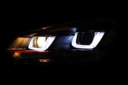 Faros para VW Golf 6 VI 08-13 Golf 7 3D LED DRL U-Design Flowing Luces GTI RHD--image-6020940